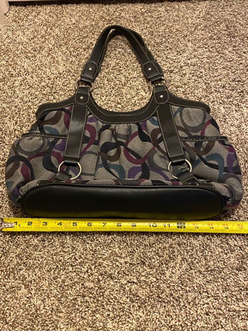 Vintage Rosetti Multicolor Circle Pattern Shoulder Bag with Black Trim - Picture 7 of 12